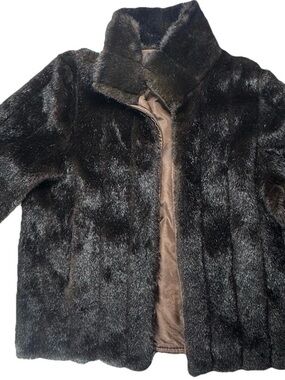 Roaman's Dark Brown Faux Fur Pea Coat